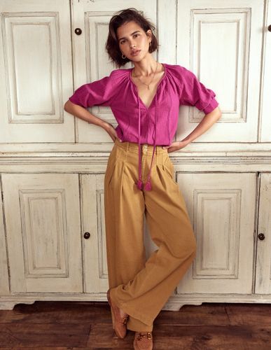 Top double-étoffe à détails dentelle-Fuchsia - Boden - Modalova