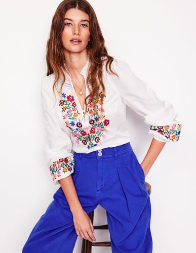 Top brodé en coton-Blanc, broderie multi - Boden - Modalova