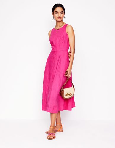 Robe midi Carla en lin-Rose pivoine - Boden - Modalova