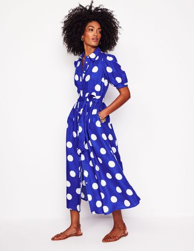 Robe-chemise longue Alexa en lin-Bleu vif, pois abstrait - Boden - Modalova