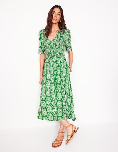 Robe à smocks Bethany en jersey-Vert paradis, motif Paisley Heart - Boden - Modalova