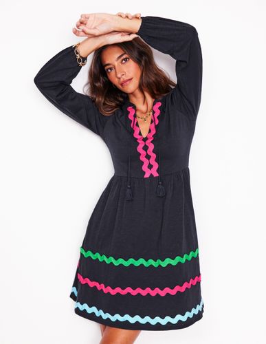 Robe Corinna à zigzag en jersey-Bleu Marine, Petits Pois - Boden - Modalova