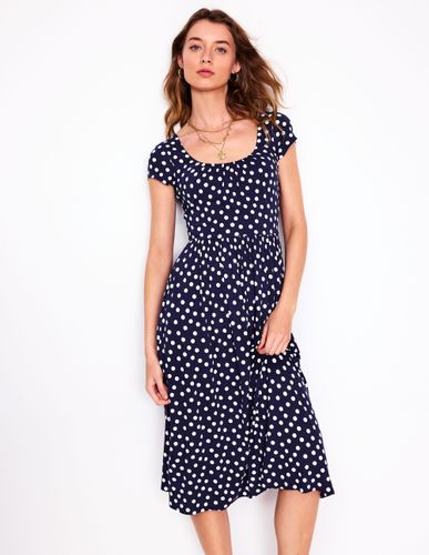 Robe en jersey Samantha à col en U-Bleu marine foncé, pois peints - Boden - Modalova