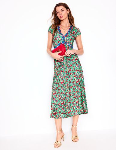 Robe midi à coupe dans le biais en jersey-Jade, motif Painterly Posy - Boden - Modalova