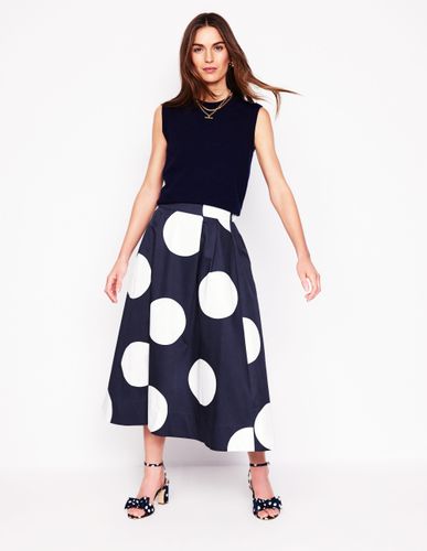 Jupe Isabella en satin de coton-Pois bleu marine - Boden - Modalova