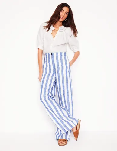 Pantalon Westbourne en lin-Rayé bleu connecté - Boden - Modalova