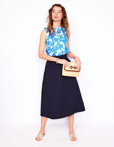 Jupe smockée en double-étoffe-Bleu Marine - Boden - Modalova