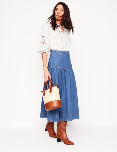 Jupe midi en jean avec empiècement-Beatnik Red - Boden - Modalova