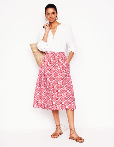 Jupe midi Hattie en popeline-Rouge confiture, motif Blossomy - Boden - Modalova