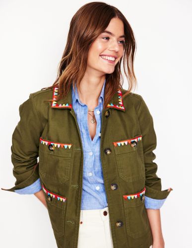 Veste utilitaire brodée-Vert des bois - Boden - Modalova