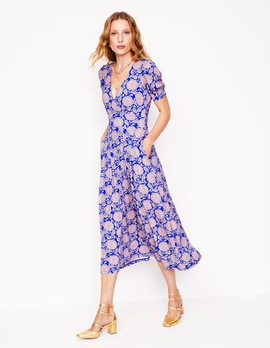 Robe Kristen plissée en jersey-Rose Chintz, motif Dahlia Stamp - Boden - Modalova