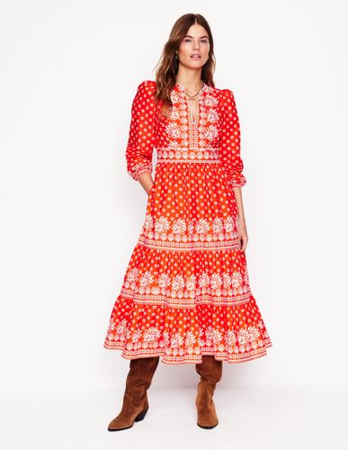 Robe midi Violet en coton-Rouge pétard, motif Palm Flora - Boden - Modalova