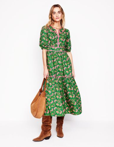 Robe midi Rhea brodée-Vert, motif Decorative Vine - Boden - Modalova