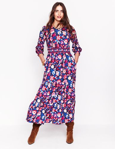 Robe Tabitha volantée en jersey-Bleu marine universitaire, motif Garden Vine - Boden - Modalova
