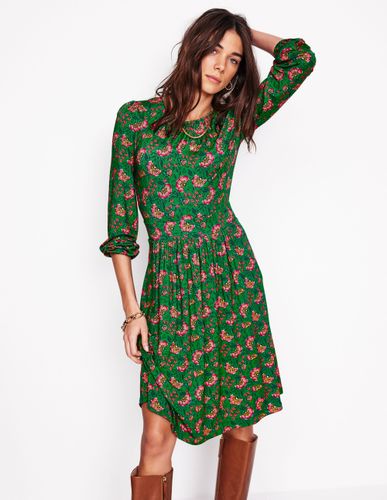 Robe Alexandra à manches blousantes en jersey-Vert paradis, motif Vine - Boden - Modalova