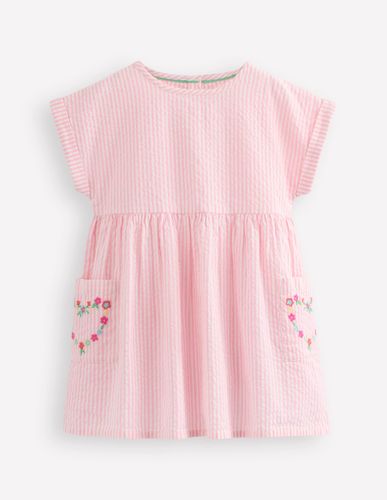 Tunique tissée à manches courtes-Broderie rose coutil - Boden - Modalova