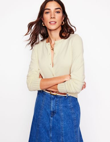 Gilet col rond Emilia en coton-Ivoire chaud - Boden - Modalova