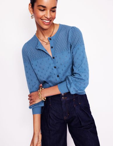 Cardigan Rosalie en pointelle-Bleu blue river - Boden - Modalova