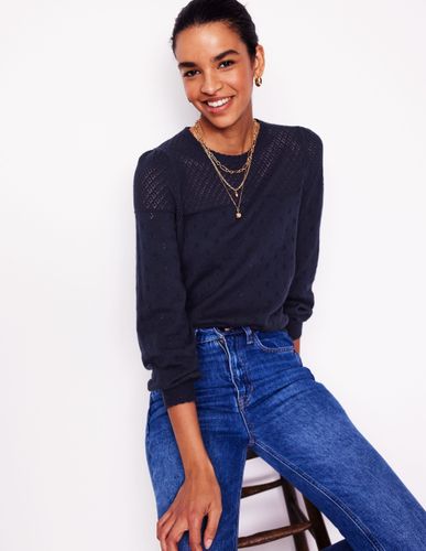 Pull Rosalie en pointelle-Bleu Marine - Boden - Modalova