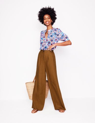 Pantalon Dulwich en lin-Camel - Boden - Modalova