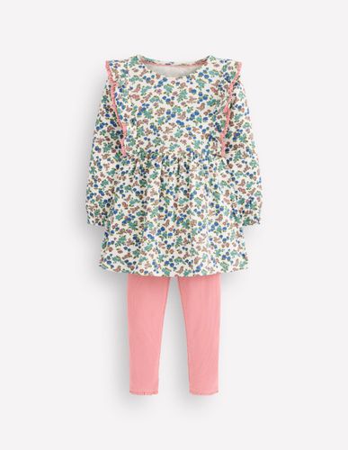 Ensemble avec tunique côtelée-Motif floral ivoire doux - Boden - Modalova