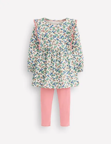 Ensemble avec tunique côtelée-Motif floral ivoire doux - Boden - Modalova