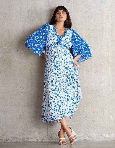 Contrast Print Midi Maternity + Nursing Dress - Seraphine - Modalova