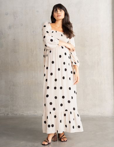 Robe de maternité à corsage froncé et à pois - Seraphine - Modalova