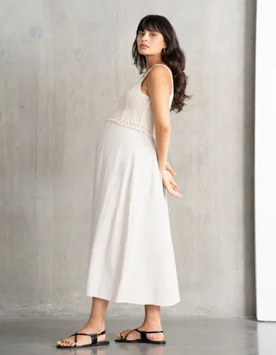 Robe grossesse et allaitement à bretelles mi-longue avec haut en crochet - Seraphine - Modalova