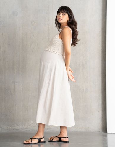 Midi-Length Maternity-to-Nursing Dress with Crochet-Look Top - Seraphine - Modalova