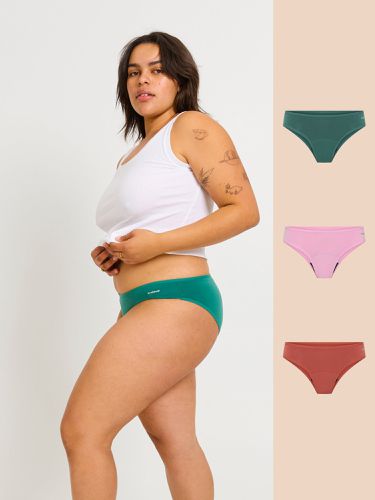 Basic Cheeky Bikini 3 Pack Moderate-Heavy // / // / 40 / Moderate Heavy - Modibodi - Modalova