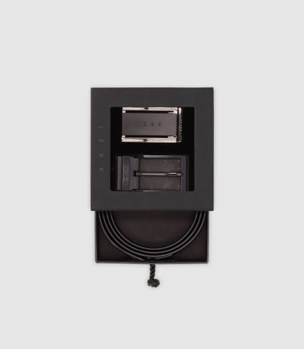 Coffret ceinture avec sangle réversible noire - IZAC - Modalova