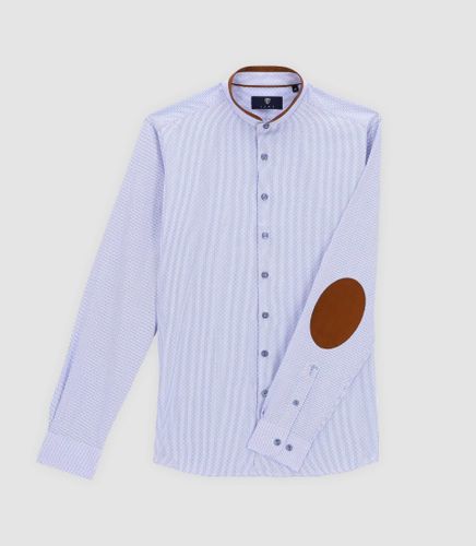 Chemise col mao à coudière et blanc JOHAN - IZAC - Modalova