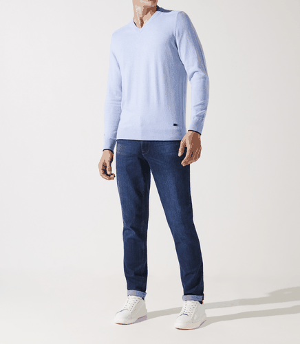 IZAC - Pull col v rayé bleu ciel - IZAC - Modalova