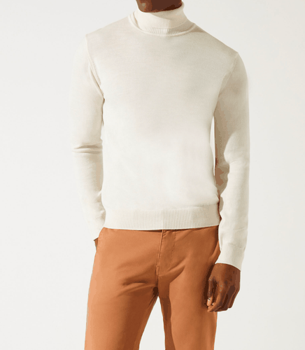 Pull col roulé écru 100% mérinos - IZAC - Modalova