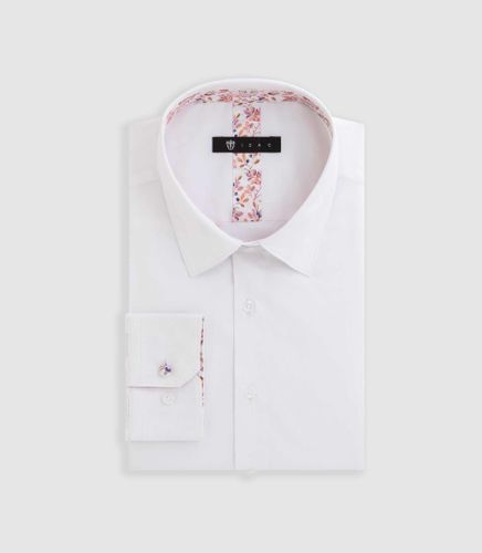 Chemise unie fantaisie blanche ''Davis'' - IZAC - Modalova