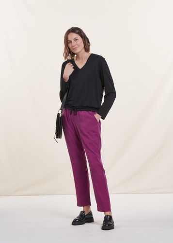 Pantalon fluide violet en lyocell - La Fée Maraboutée - Modalova