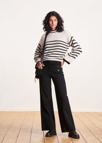 Pantalon noir large en jersey taille haute - La Fée Maraboutée - Modalova