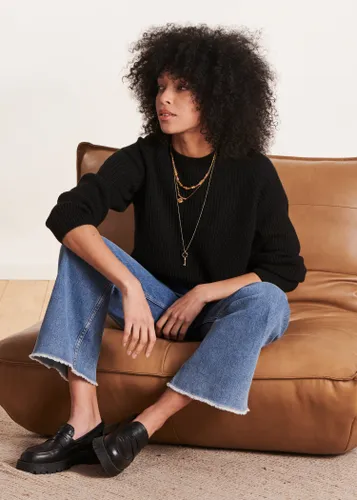 Pull encolure ronde en maille côtes perlées - La Fée Maraboutée - Modalova