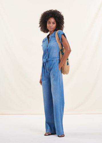 Combinaison pantalon bleu denim en lyocell - La Fée Maraboutée - Modalova