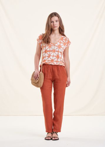 Pantalon orange en lin - La Fée Maraboutée - Modalova