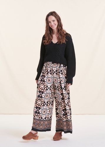 Pantalon large taille élastique imprimé ethnique - La Fée Maraboutée - Modalova