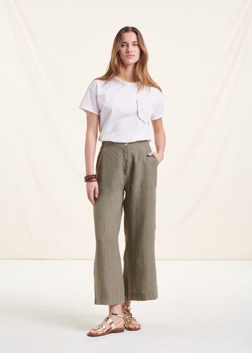 Pantalon ample kaki en lin - La Fée Maraboutée - Modalova