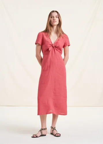 Robe longue corail en lin - La Fée Maraboutée - Modalova