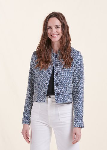 Veste bleue courte en tweed - La Fée Maraboutée - Modalova