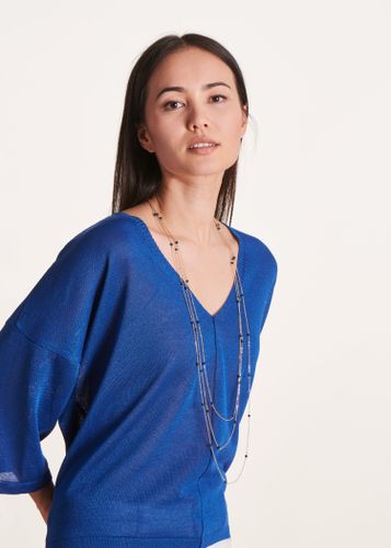 Collier sautoir multirang à perles bleues - La Fée Maraboutée - Modalova