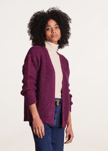 Gilet violet ouvert avec détail lurex manches - La Fée Maraboutée - Modalova