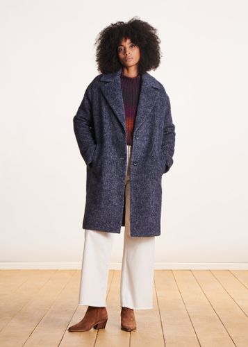 Manteau ample bleu marine en laine - La Fée Maraboutée - Modalova