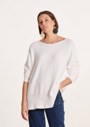 Pull écru oversize maille fine encolure bateau - La Fée Maraboutée - Modalova