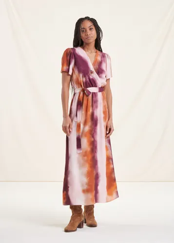 Robe longue cache-caur imprimé tie & dye - La Fée Maraboutée - Modalova